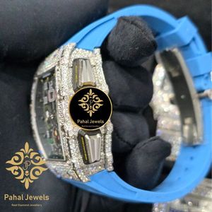 Montre mécanique Iced Out à cadran carré, analogique, bracelet en silicone, chronographe, date automatique pour homme - Product Image 3