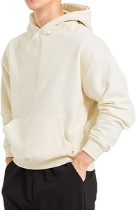 Sudadera con Capucha Beige para Hombre, Corte Regular, Felpa, Color Sólido, Diseño con Bolsillos - Product Image 5