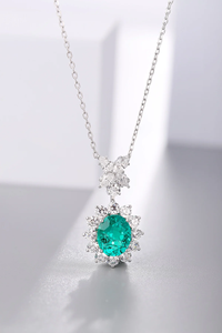 Precioso Collar de Plata 925 para Mujer con Colgante de Diamante de Corte Ovalado, Joyería Clásica para Boda - Product Image 2