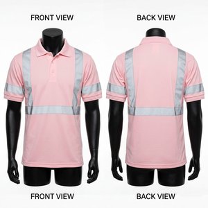 Polo de Manga Corta Color Naranja para Hombre con Franjas Reflectantes, Ropa de Trabajo, Tejido de Punto, Color Sólido, Diseño Transpirable - Product Image 3