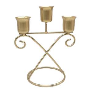 Candelabro de hierro fundido dorado de 3 brazos, elegante soporte para velas, perfecto para mesa de comedor, decoración de bodas y fiestas. - Product Image 3