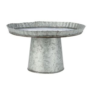 Rustic Galvanized Metal Cake Stand Set Scalloped Edge Pedestal Display Platter Vintage Dessert Holder for Wedding Party Home - Product Image 1