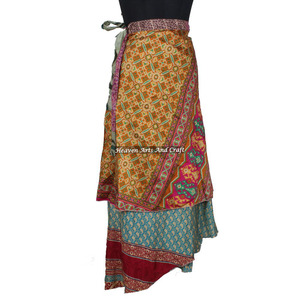 Pareo Reversible de Seda Vintage de 36 Pulgadas de Largo, Falda Envolvente, Vestido Tubo, Ropa de Fiesta, Sari de Seda India Reciclada - Product Image 6