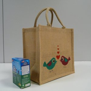 Sac de courses en jute imprimé personnalisé, motif lettres, grand format (>50cm), couleur personnalisée, pour les courses et le marché de gros - Product Image 5