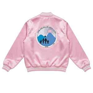 Blouson Bomber Rose en Satin Jack and Jill Unisexe avec Boutons-Pression Style Universitaire Léger Décontracté Tendance Streetwear - Product Image 4