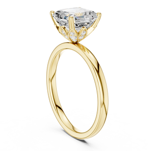 High Quality Everyday Wear <b>Ring</b> For Women <b>Crafted</b> From 14k Solid Yellow Gold Featuring Prong Set Asscher Cut Lab Grown Diamond - Product Image 3