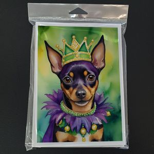 Miniature Pinscher King Mardi Gras Carte de Voeux Pack 8 Vierge A7 Taille 5x7 Cartes de Note avec Enveloppes Conception Lunatique - Product Image 3