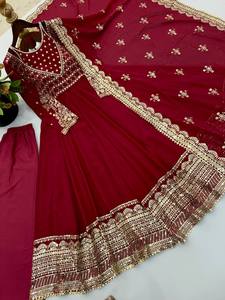 TENNECY - Juego de Pañuelos de Georgette para Mujer, Diseño Elegante, Estampado Sólido, Reversible, Sin Arrugas, de Secado Rápido, para Fiestas, Bodas, Diwali, Uso Diario - Product Image 4