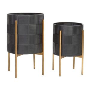 Linea Exports Inc Modern Metal Planter <b>Stand</b> with Black Pot for Indoor <b>Plants</b> Decorative Iron <b>Plant</b> <b>Stand</b> with Removable Black - Product Image 1