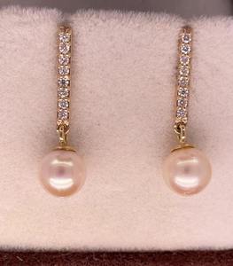 Pendientes de Oro de 14K con Diamante Cultivado en Laboratorio y Perla, Joyería Fina Elegante, Regalo para Mujer, para Fiestas y Eventos - Product Image 3