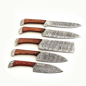Damascus Steel <b>Kitchen</b> Chef <b>Knife</b> Set With Leather Roll Bag Portable Professional Cooking <b>Knives</b> Set For Chefs Outdoor Cooking - Product Image 1