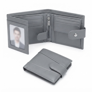 Porte-cartes en cuir véritable pour homme avec blocage RFID, portefeuille minimaliste géométrique avec pince à billets, logo personnalisé, vente en gros OEM - Product Image 4