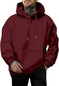 <b>Men</b> Solid <b>Burgundy</b> Hooded Sweatshirt Regular Fit Knitted Cotton Casual Autumn Wear - Product Image 3
