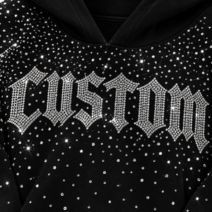 Sweat-shirts à capuche unisexes en molleton de coton avec détails en strass, doux, coupe oversize, style streetwear minimaliste, fabrication OEM en gros - Product Image 3