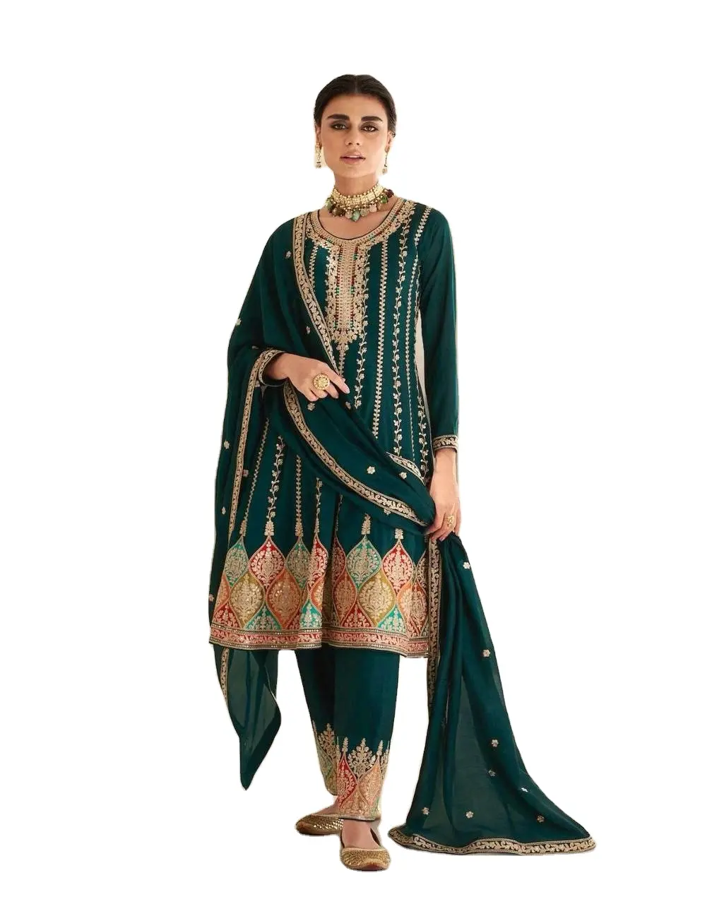 Abito da sposa 2024 di ultima generazione stilista indiano nuovo stile Pakistani Salwar Kameez abiti da giardino