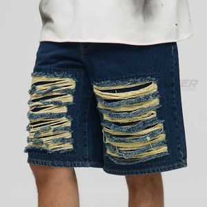 Shorts en jean foncé Y2K pour homme, coupe droite, écologiques, respirants, pour les voyages en plein air, décontractés, en spandex/polyester - Product Image 1