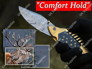 มีดพับเหล็กดามัสกัสอุตสาหกรรมแกะสลักด้วยมือ คุณภาพสูง สำหรับใช้งานทั่วไป ตกปลา พกพาสะดวก EDC OEM/ODM เหมาะสำหรับเดินป่า ตกปลา ตั้งแคมป์ - Product Image 6