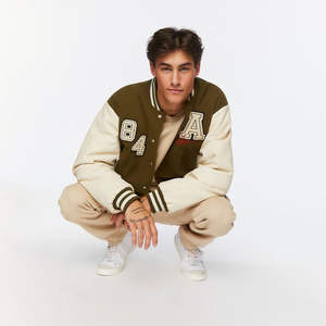 Blouson universitaire d'hiver pour homme, haute qualité, col montant personnalisé, logo frontal, respirant, coupe-vent, 100 % coton, design léger - Product Image 2