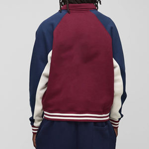 Blouson universitaire respirant pour homme, grande taille, avec patchs brodés et col montant enduit - Product Image 3