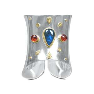 Handmade Brass <b>Cuff</b> <b>Bracelet</b> Wide <b>Silver</b> Plated Boho Statement Bangle Chunky Adjustable Wristband Jewelry At Best Price - Product Image 2