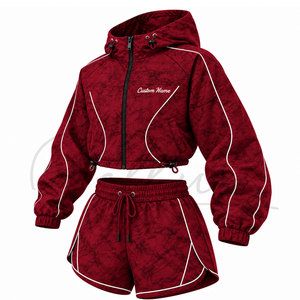 Ensemble coupe-vent court personnalisé pour femme, en nylon léger, avec vestes zippées, collection de mode à marque privée - Product Image 4