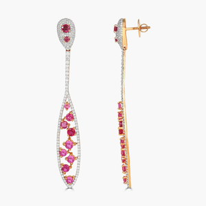 Pendientes de Diamantes y Rubíes en Forma de Gota de Agua, Chapados en Oro de 10K, Joyería Clásica para Mujer, para Bodas - Product Image 2