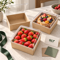 Boîtes cadeaux carrées rigides en papier kraft avec couvercle transparent personnalisé de qualité supérieure pour l'emballage de fruits, de desserts, de pâtisseries et de collations