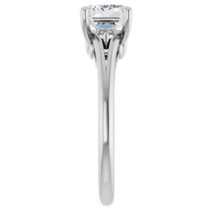 Moissanite <b>Emerald</b> Cut <b>Ring</b> <b>Silver</b> White Gold Plated Engagement Wedding Bridal Solitaire Sparkling Anniversary Gift Women Fine - Product Image 4