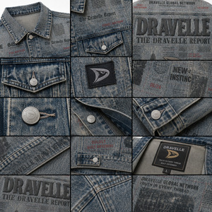 Chaquetas de mezclilla de algodón lavado con collage de periódicos al por mayor para ropa de calle contemporánea unisex espaciosa - Product Image 3