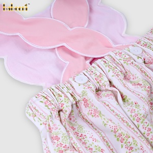 Babeeni 4th July Smocked Bubble Rompers Baby Girls 100% Cotton Short Sleeve Letter Pattern Snap Button Closure Summer OEKO-<b>TEX</b> - Product Image 6