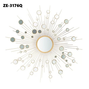 Export Quality Handmade Eco-Friendly Modern Round Metal Wall <b>Mirror</b> Luxury Interior Design for Bedroom Living Room - Product Image 1