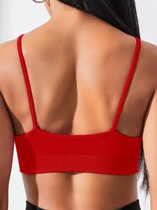 Female High Neck Keyhole Halter Gym Bra Ribbed Elastic Underband Wireless Fitness <b>Crop</b> <b>Top</b> Bulk Order Apparel Manufacturer - Product Image 2