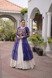 Vestido Garba de Gujarat, Chaniya Choli, Lehenga Choli, Tradicional, Especial para Navratri, Algodón Puro, Trabajo Gamathi, Largo hasta el Suelo, Invierno - Product Image 6