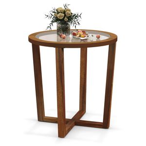 Modern <b>Round</b> End <b>Table</b> Transparent Tempered Glass Top As a Sofa <b>Side</b> <b>Table</b> or Coffee <b>Table</b> - Product Image 5