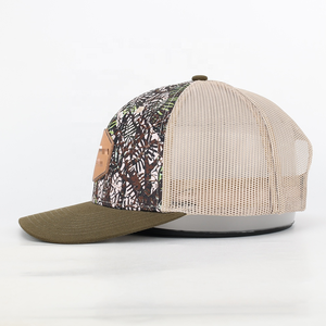 Casquette Trucker en Coton Respirant et Imperméable à 5 Panneaux avec Logo en Cuir Personnalisé, Maille Camouflage Hip Hop pour Fêtes en Extérieur - Product Image 5