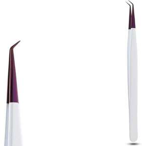 Professional Stainless Steel Durable Fine Eyelash Tweezer with Smooth Serrated Tip for Salon Use Label Fiber Tip Volume <b>Lash</b> - Product Image 2