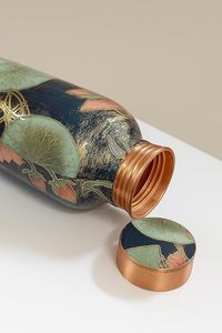 Designer <b>Copper</b> Water <b>Bottle</b> 900ml with Lotus Floral Print, Leakproof <b>Copper</b> Cap, Ayurvedic <b>Drinking</b> Water <b>Bottle</b> for HealTH - Product Image 3