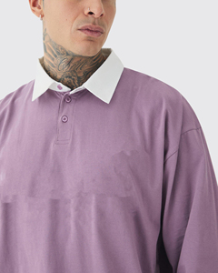 เสื้อโปโลแขนยาวผู้ชายขายดี ผ้าฝ้าย 100% ทรงหลวม พิมพ์ลายดิจิตอล รับทำโลโก้ ระบายอากาศ แห้งเร็ว - Product Image 4