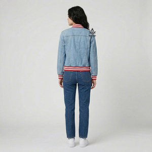 Heritage Masonic Regalia Ladies Stylish Denim Jeans <b>Jacket</b> | Sorority Embroidered <b>Women</b> Customized Delta Sigma Denim <b>Jacket</b> - Product Image 4