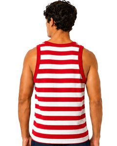 Red <b>White</b> Striped <b>Men</b> Cotton Tank Top Sleeveless <b>Vest</b> Casual Summer Gym Fitness Shirt Breathable Loose Fit Streetwear Tank Top - Product Image 2