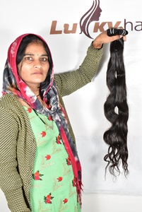 Extensions de cheveux humains vierges non traités, 100% aspect naturel, couleur noire, vietnamiens et indiens, ondulés, double trame, pour femmes - Product Image 2