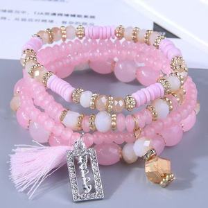 Juego de Pulseras de Cuentas con Corazón Estilo Bohemia, con Borla y Cristales de Imitación, Chapado en Oro, Color Morado, Regalo para Mujer - Product Image 6