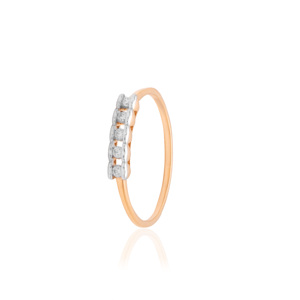 Anillo de Diamante Blanco Natural de 0.07 Quilates, Corte Brillante Redondo, Color H-I, Claridad VS-SI, Banda de Oro Sólido Hecha a Mano, Joyería de Compromiso - Product Image 3