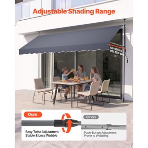 Auvent rétractable manuel pour patio, hauteur réglable 157 pouces, abri pare-soleil pour portes et fenêtres - Product Image 4