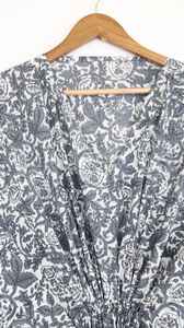 Handmade Grey Floral Cotton <b>Kaftan</b> Dress Adjustable Drawstring Nightwear - Product Image 2