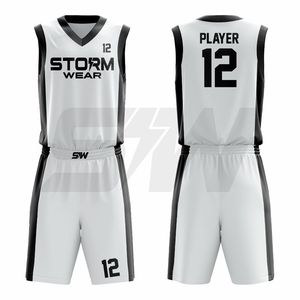 Uniforme de Baloncesto Personalizado con Diseño Único 2026, Jersey de Baloncesto en Blanco y Negro, Logotipo del Equipo Personalizado, Nombre, Kit de Baloncesto - Product Image 6