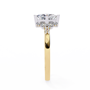 Premium floral princess cut diamond statement <b>ring</b> <b>crafted</b> with brilliant halo for timeless luxury elegance - Product Image 2