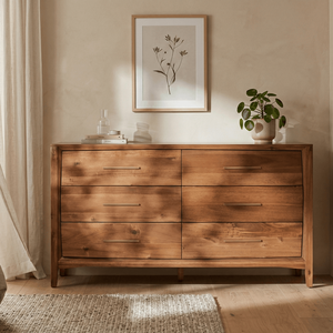 Eco-Friendly Modern Axton Solid Wood Freestanding <b>6</b>-<b>Drawer</b> Dresser with Natural Finish Handcrafted for Bedroom & Warehouse Use - Product Image 2