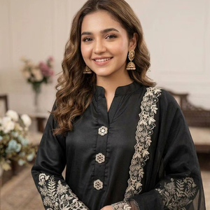 Premium Crepe Silk <b>Kurti</b> Palazzo Suit with Heavy Embroidery & Soft Organza Dupatta – Stylish Ethnic Wear - Product Image 1