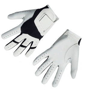 Guantes de golf blancos de cuero genuino antideslizantes, transpirables, con correa de muñeca ajustable, deportivos unisex - Product Image 1